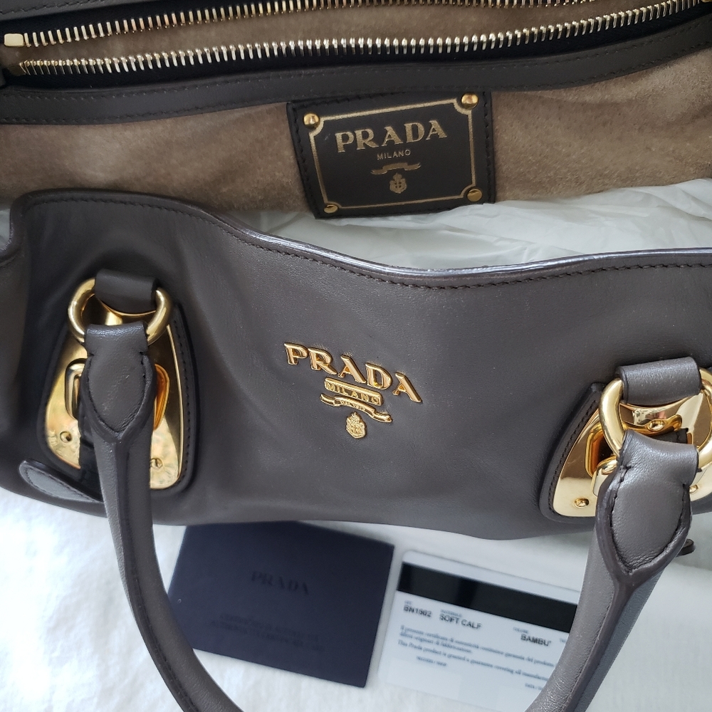 Prada large leather tote